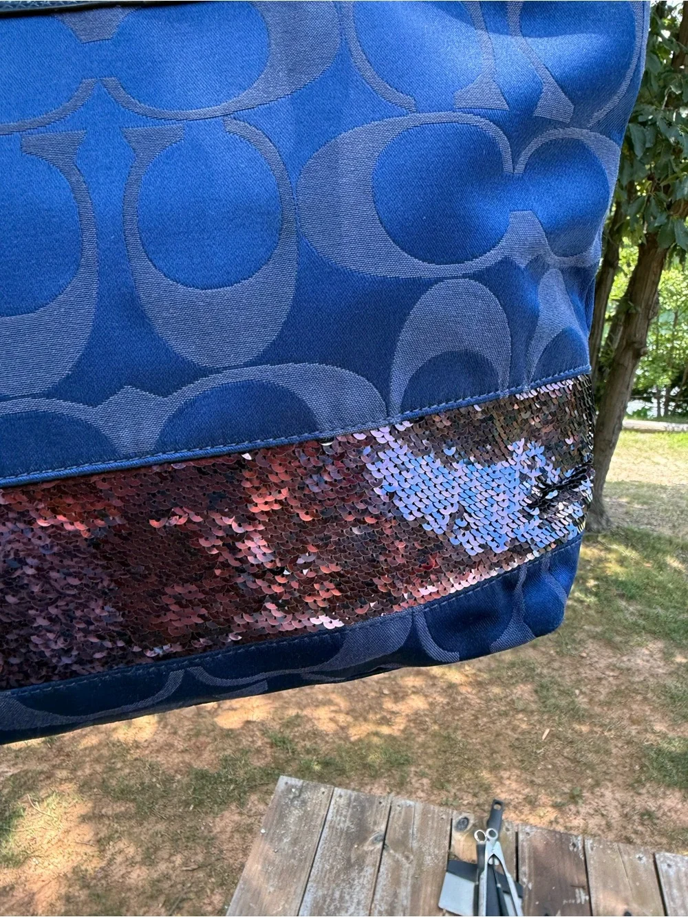 💙Y2K Coach Blue Signature Tote with Sequined Accent💙